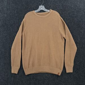 Brixton Jacques Sweater Men's Medium Tan Waffle Knit Cotton Crewneck Pullover